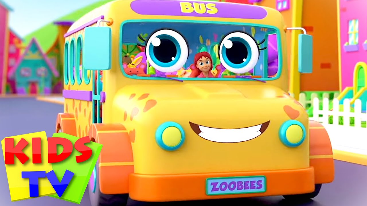 The Wheels on the Bus | Zoo Bus Song | Zoo Animals | Nursery Rhymes | Zoobees Cartoon | Kids TV img