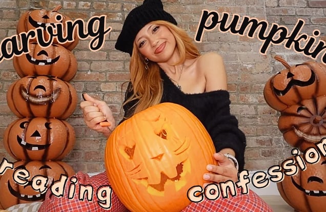 reading YOUR spooky confessions & carving pumpkins 🎃 img